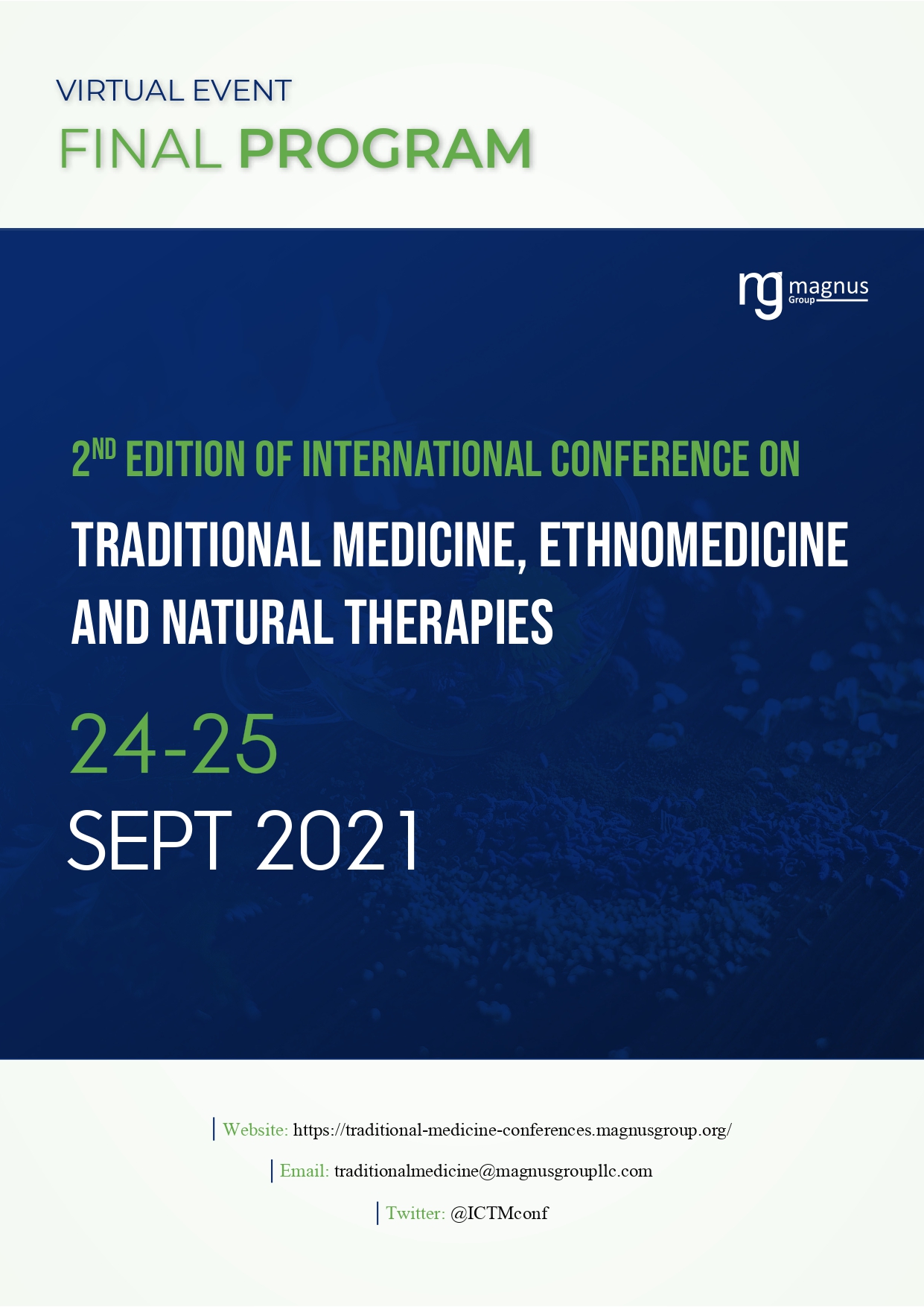 2nd Edition of International Conference on Traditional Medicine, Ethnomedicine and Natural Therapies Program